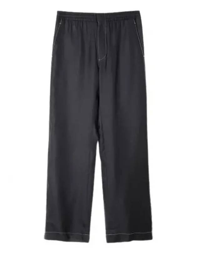 Stitched Silk Straight Pants Black - PRADA - BALAAN 2