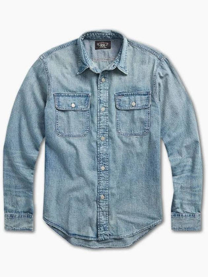 RRL Western Denim Long Sleeves Shirt Bue - POLO RALPH LAUREN - BALAAN 2