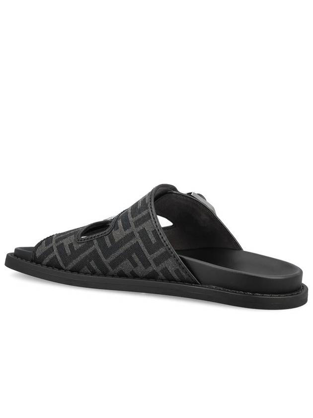 Men's Peel Jacquard Fabric Sandals Black - FENDI - BALAAN 4