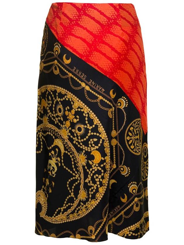 Midi Multicolor Skirt With All-Over Ornament Jewelry Print In Silk Woman - MARINE SERRE - BALAAN 2