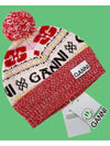 logo graphic intarsia knit beanie red - GANNI - BALAAN.