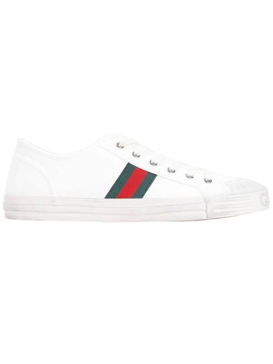 Men's Web Logo Detail Cotton Low Top Sneakers White - GUCCI - BALAAN 1