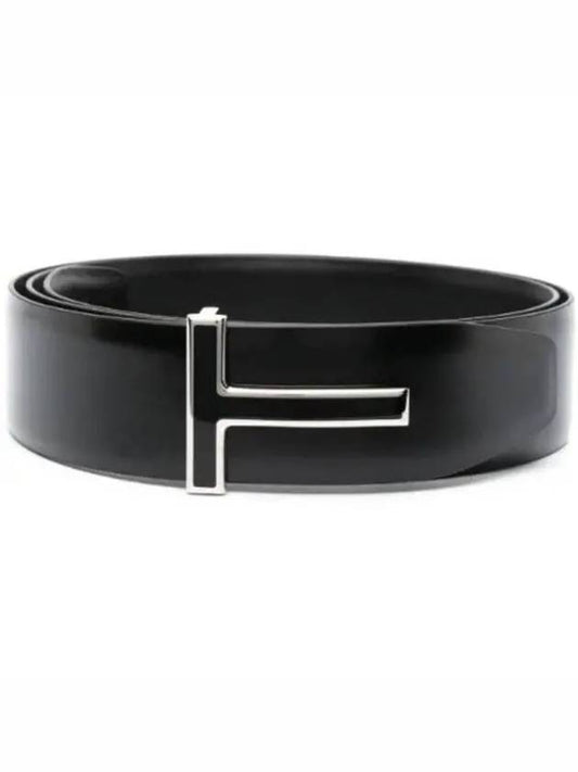 T Buckle Reversible Leather Belt Black - TOM FORD - BALAAN 2