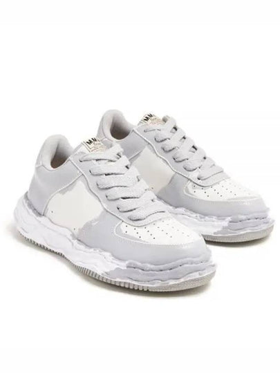 Wayne OG Sole Printed Leather Low Top Sneakers White Grey - MIHARA YASUHIRO - BALAAN 2