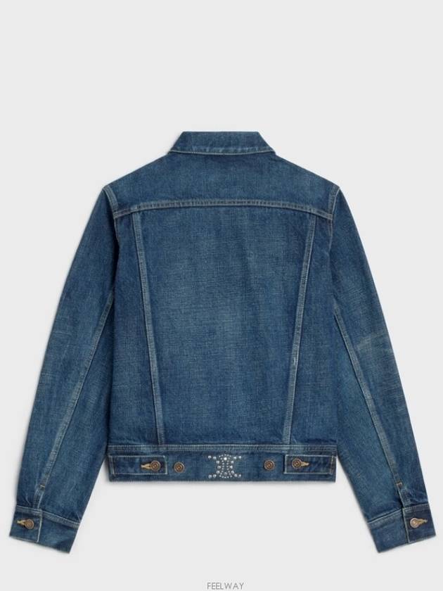 Trucker Cotton Denim Jacket Navy - CELINE - BALAAN 4