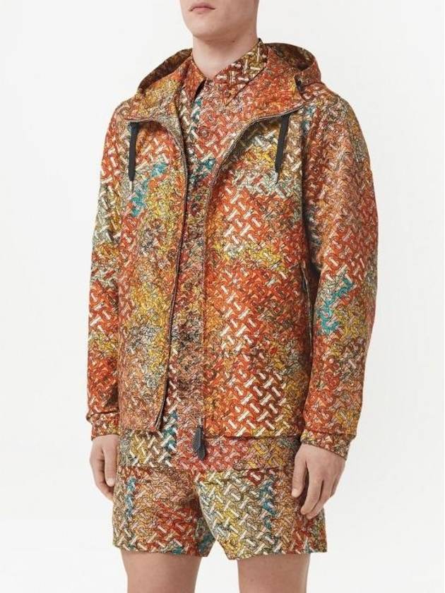 Printed Silk Hooded Jacket Orange - BURBERRY - BALAAN 6