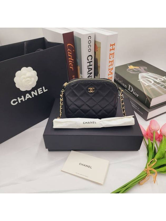 Classic Half Moon Mini Bag Caviar Pouch Cross Black AP4000 - CHANEL - BALAAN 2