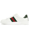 Ace Web Leather Low Top Sneakers White - GUCCI - BALAAN 4