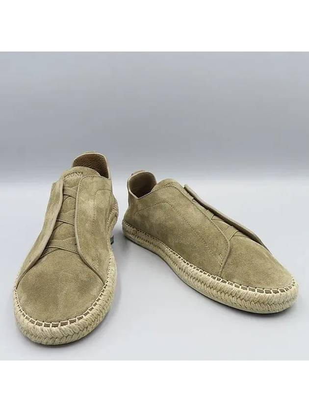 Zegna olive green suede triple stitch espadrilles size 11 - ERMENEGILDO ZEGNA - BALAAN 1