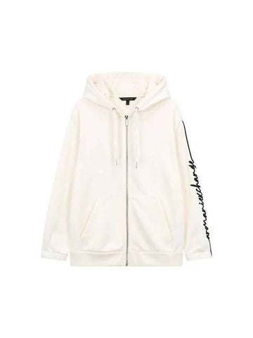 Women s Line Logo Embroidered Hooded Zip Up Cream 270791 - ARMANI EXCHANGE - BALAAN 1