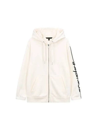 Women s Line Logo Embroidered Hooded Zip Up Cream 270791 - ARMANI EXCHANGE - BALAAN 1