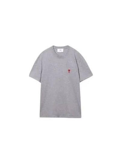 Small Heart Logo Short Sleeve T-Shirt Heather Grey - AMI - BALAAN 2