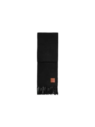 Oversized Leather Patch Scarf Black - COACH - BALAAN 1