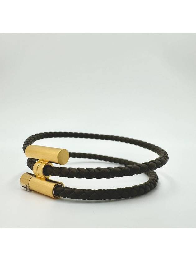 Tournis Tresse Bracelet Gold Brown - HERMES - BALAAN 4