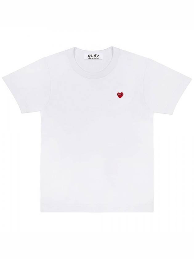 Women's Mini Red Heart Short Sleeve T-Shirt White - COMME DES GARCONS - BALAAN 1
