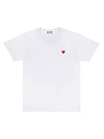 Women's Mini Red Heart Short Sleeve T-Shirt White - COMME DES GARCONS - BALAAN 1