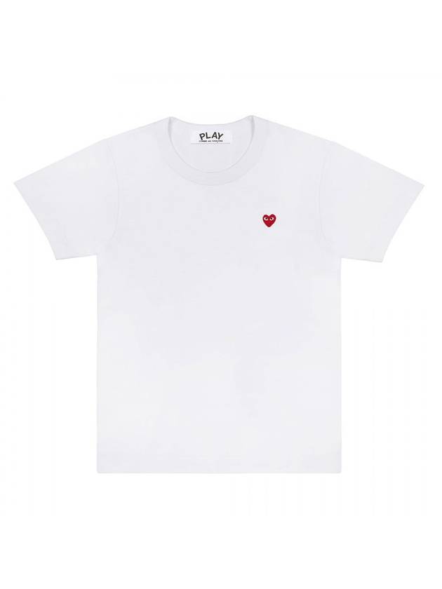 Women's Mini Red Heart Short Sleeve T-Shirt  White - COMME DES GARCONS - BALAAN 1