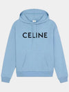 Logo Loose Cotton Fleece Hoodie Washed Blue - CELINE - BALAAN 2