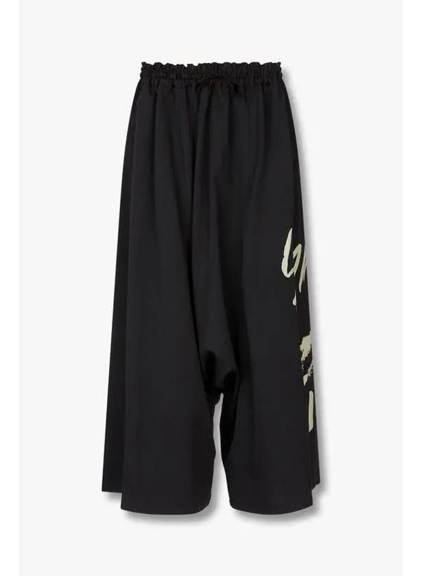 Yohji Yamamoto Y s Painting Print Overfit Harem Pants Black - YOHJI YAMAMOTO - BALAAN 1