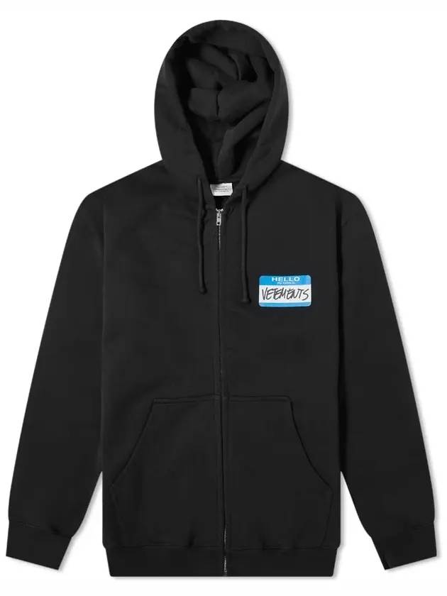 Logo Print Cotton Zip-Up Hoodie Black - VETEMENTS - BALAAN 1