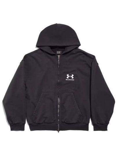 Embroidered Logo Hoodie Zip-Up Black - BALENCIAGA - BALAAN 2