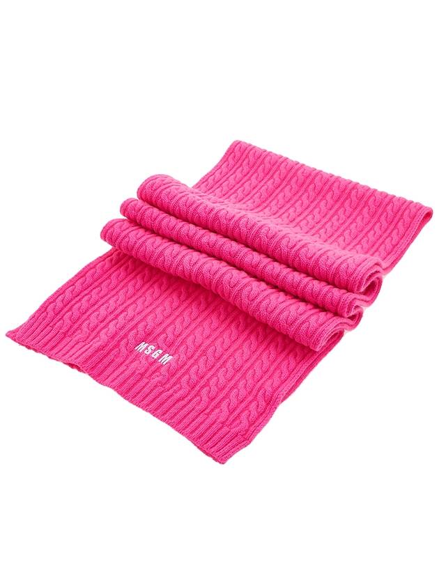 Embroidered Logo Virgin Wool Muffler Pink - MSGM - BALAAN 4