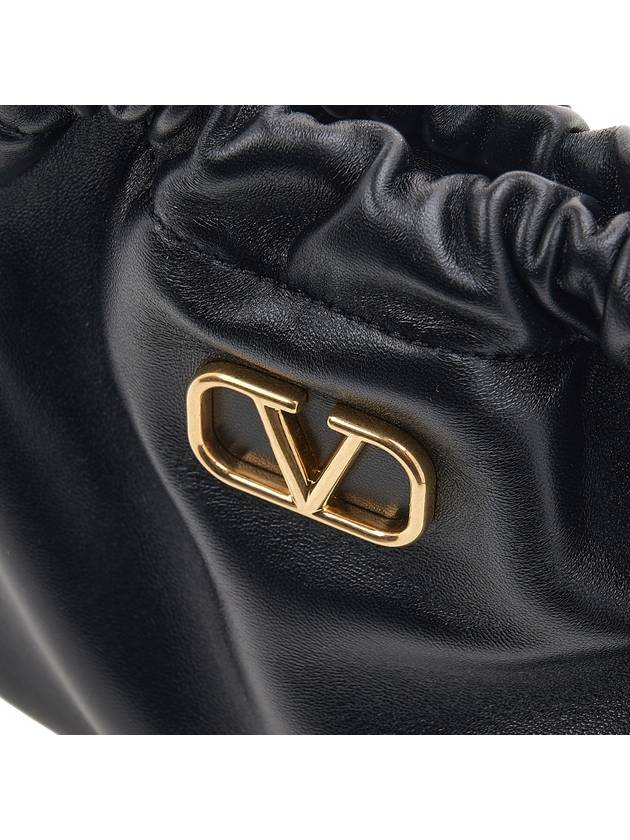 V Logo Drawstring Chain Bucket Bag Black - VALENTINO - BALAAN 7