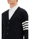 Wool 4-Bar Cardigan Black - THOM BROWNE - BALAAN 5