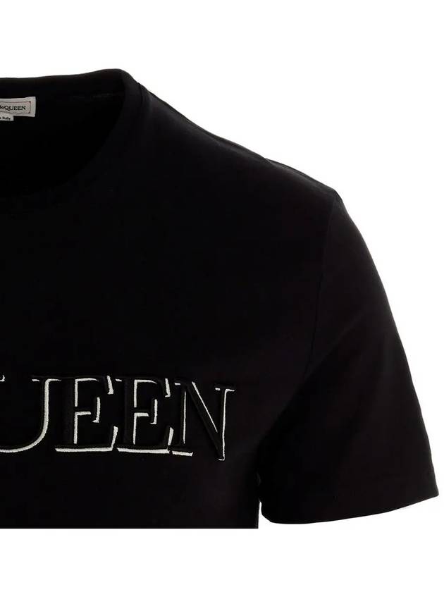 Embroidered Logo Short Sleeve T-Shirt Black - ALEXANDER MCQUEEN - BALAAN 5