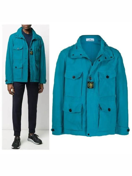 Waffen Patch Cordura Utility Jacket Blue - STONE ISLAND - BALAAN.