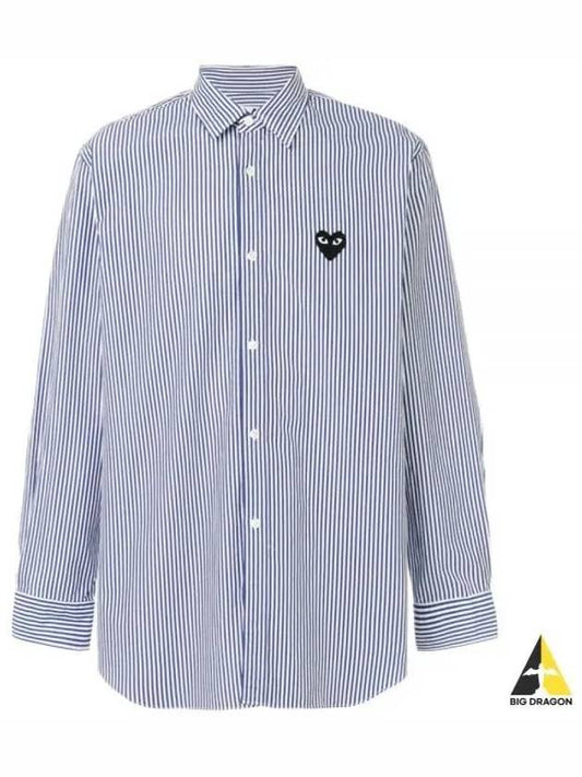 AZ B018 051 1 P1B018 AX Black Heart Waffen Striped Shirt - COMME DES GARCONS - BALAAN 1