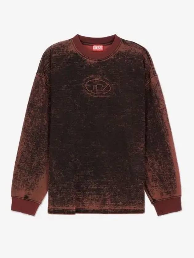 S Baxt Q1 Embossed Oval D Burnout Sweatshirt Red - DIESEL - BALAAN 2