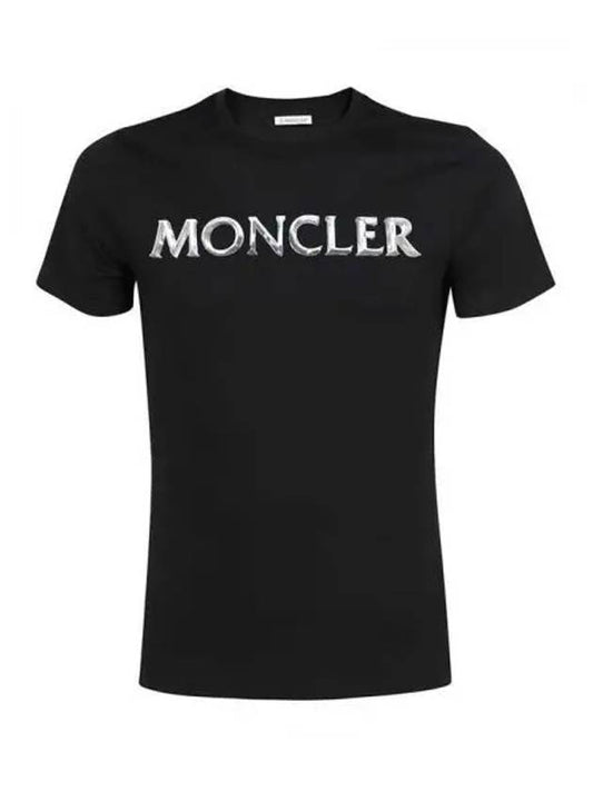 Graphic logo printing round short sleeve t-shirt black women's short sleeve 195395 - MONCLER - BALAAN 1