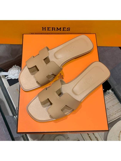 Women s Oran Sandals Calfskin Beige - HERMES - BALAAN 2