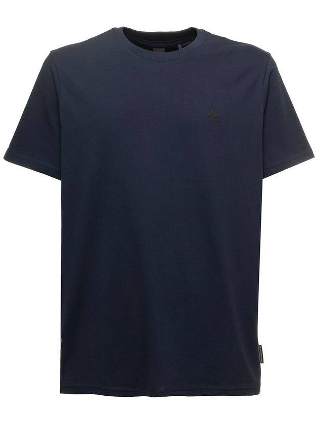 Logo Print Cotton Short Sleeve T-shirt Navy - MOOSE KNUCKLES - BALAAN 1