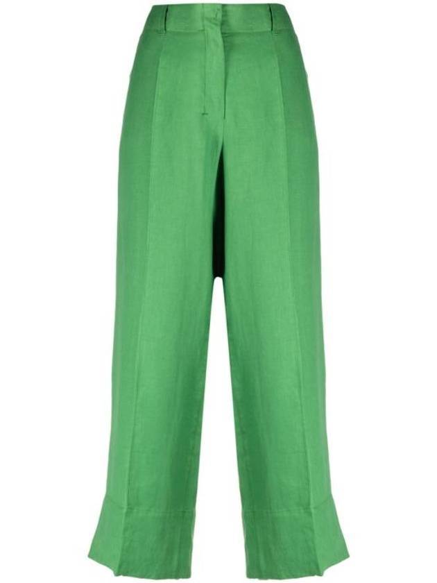 Rebecca Rebecca Linen Crop Wide Pants Green - S MAX MARA - BALAAN 1