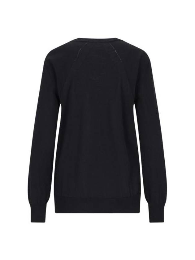 Lightweight Crew Neck Merino Wool Knit Top Black - JIL SANDER - BALAAN 3