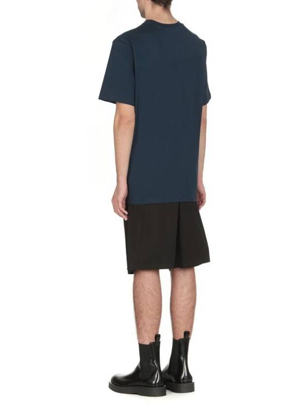 Logo Print Cotton Short Sleeve T-Shirt Navy - MSGM - BALAAN 5