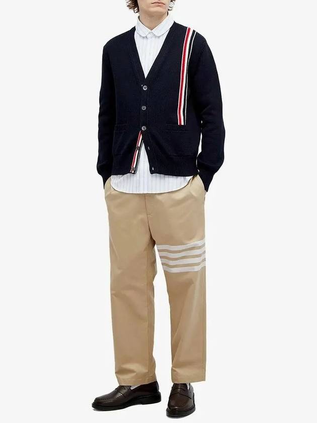 RWB Striped Intarsia Cotton Cardigan Navy - THOM BROWNE - BALAAN 4