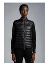 Women's High Neck Wool Padded Cardigan Black - MONCLER - BALAAN 2