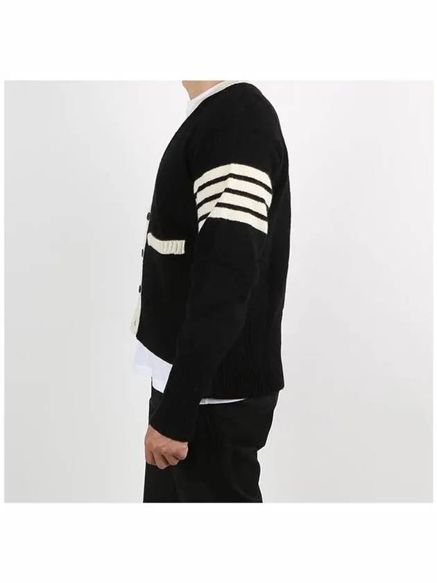 4S Wool Cardigan Black - THOM BROWNE - BALAAN 4