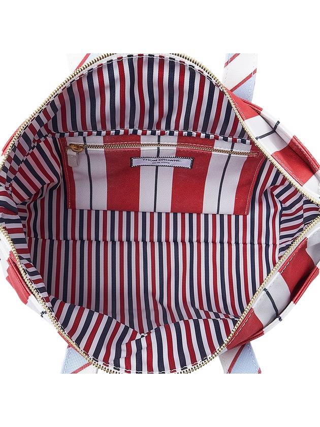 Wash Striped Small Tool Canvas Tote Bag Red - THOM BROWNE - BALAAN 11