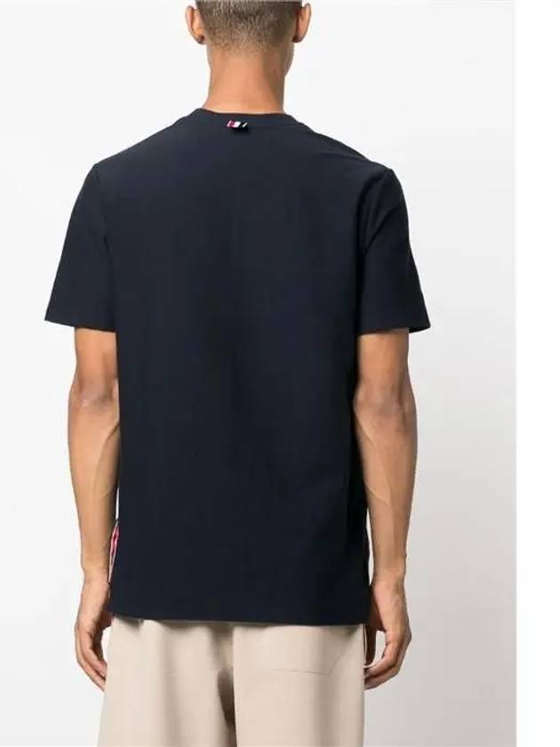 RWB Stripe Cotton Short Sleeve T-shirt Navy - THOM BROWNE - BALAAN 6