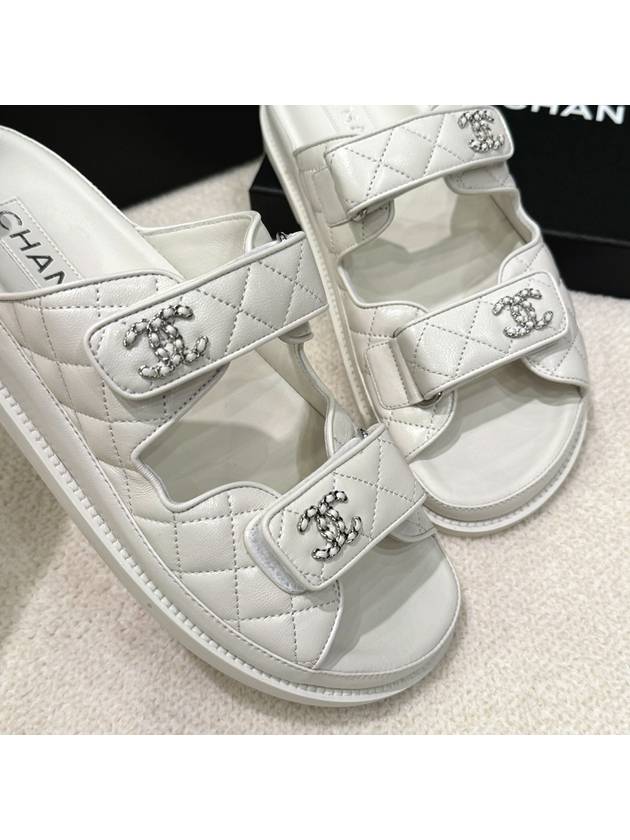 Men's Chanel Mule Velcro Slippers CC Logo White - HERMES - BALAAN 3