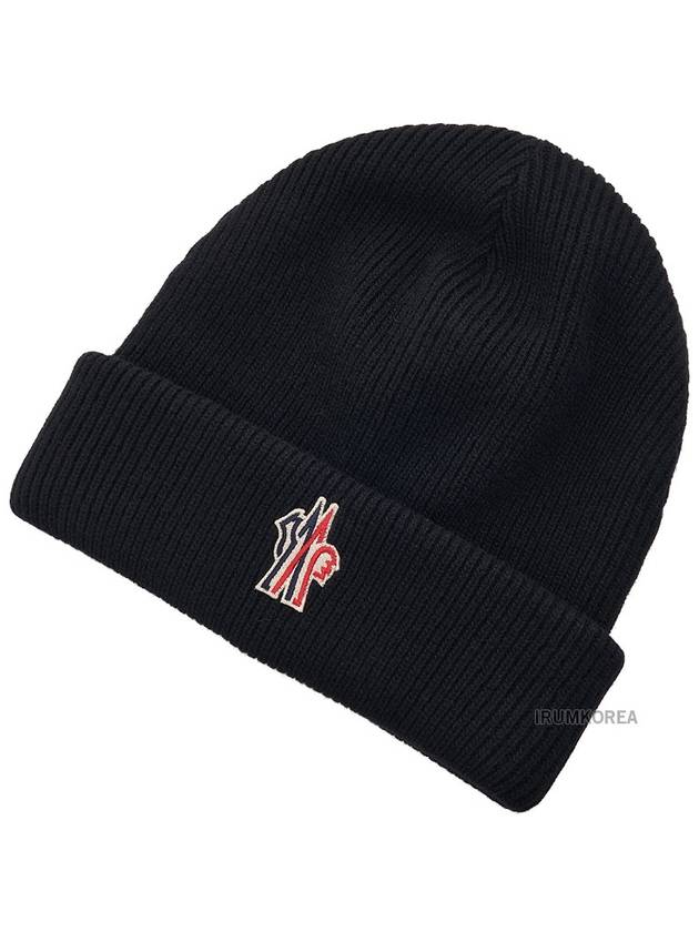 Grenoble Big Logo Beanie Black - MONCLER - BALAAN 4