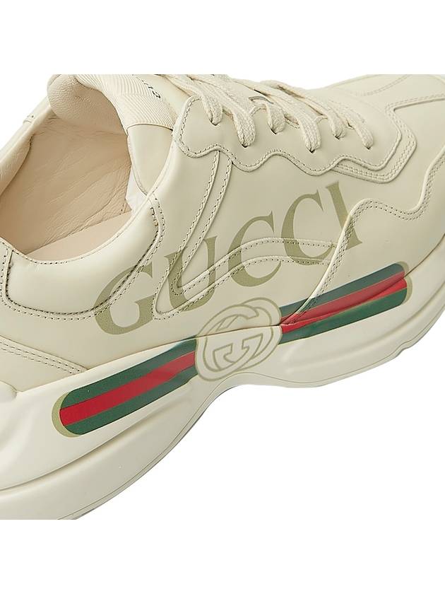 Rhyton Leather Sneakers Logo Ivory - GUCCI - BALAAN 11