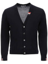 Men's Jersey Stitch V-Neck Cardigan Navy - THOM BROWNE - BALAAN 2