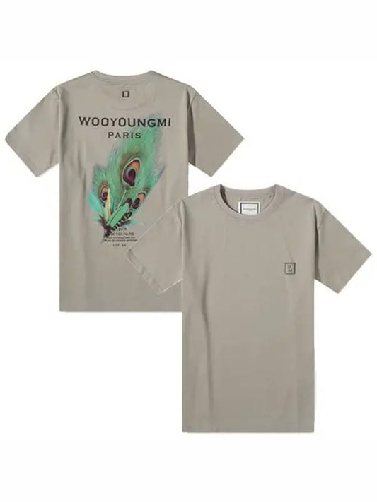 Chest Logo Feather Back Logo Short Sleeve T-Shirt Grey - WOOYOUNGMI - BALAAN 2