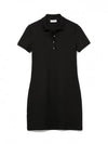 Women's Slim Fit Stretch Cotton Pique Polo Short Dress Black - LACOSTE - BALAAN 1