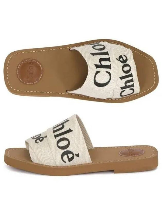 Woody Logo Flat Mule Slippers White - CHLOE - BALAAN 2